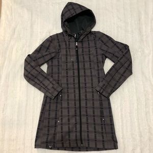 Vintage 90's Vuarnet Grey Check Plaid Print Zip Up Trench Ski Jacket